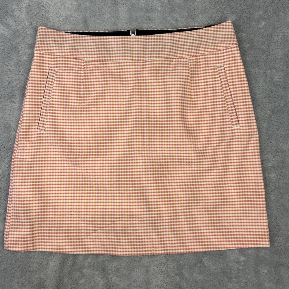 NWT Tommy Hilfiger Golf Skort Peach Yellow Plaid Size 6 Seersucker Pockets